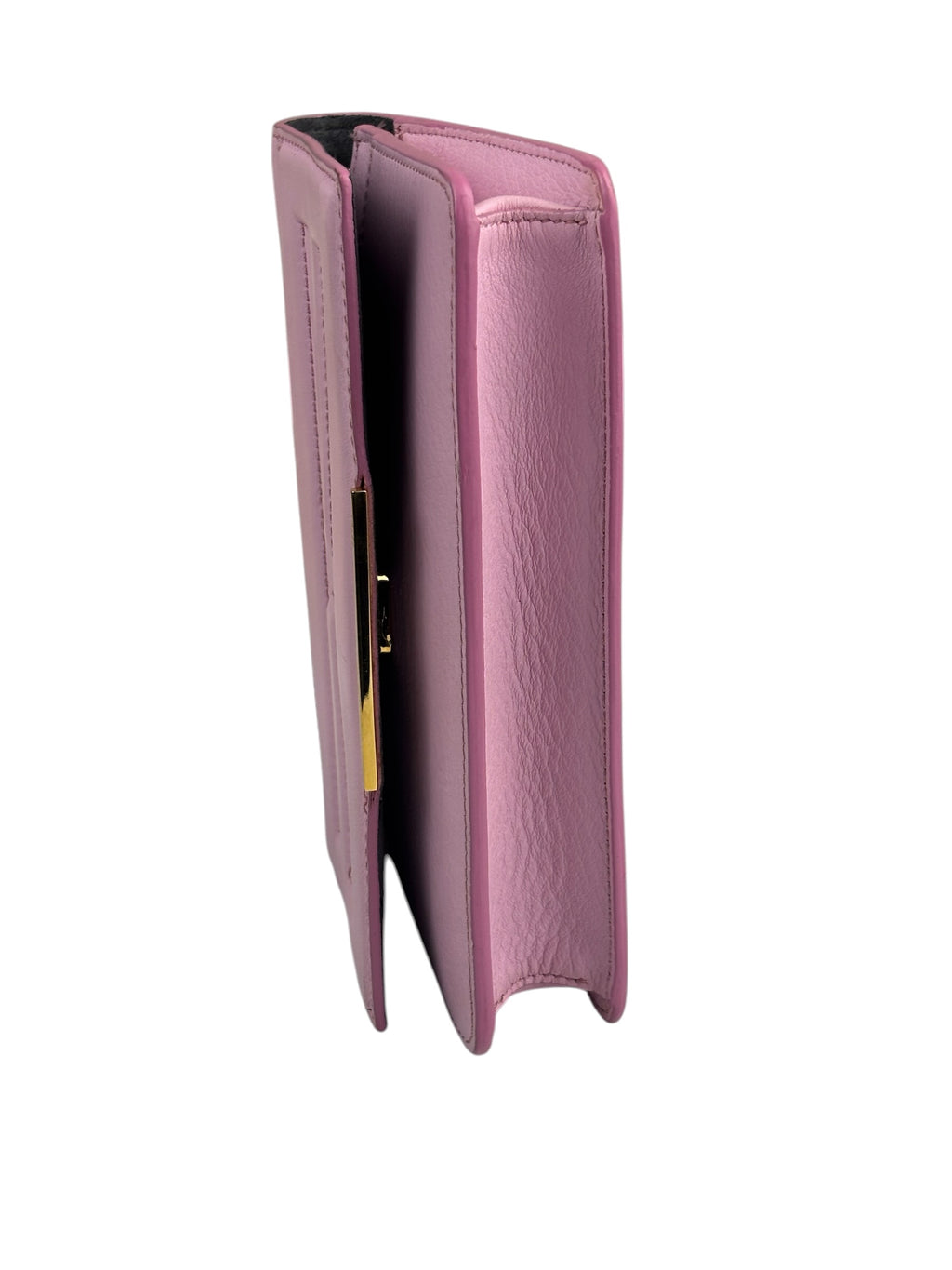 Fendi Pink Leather Tube Flap Wallet On Chain