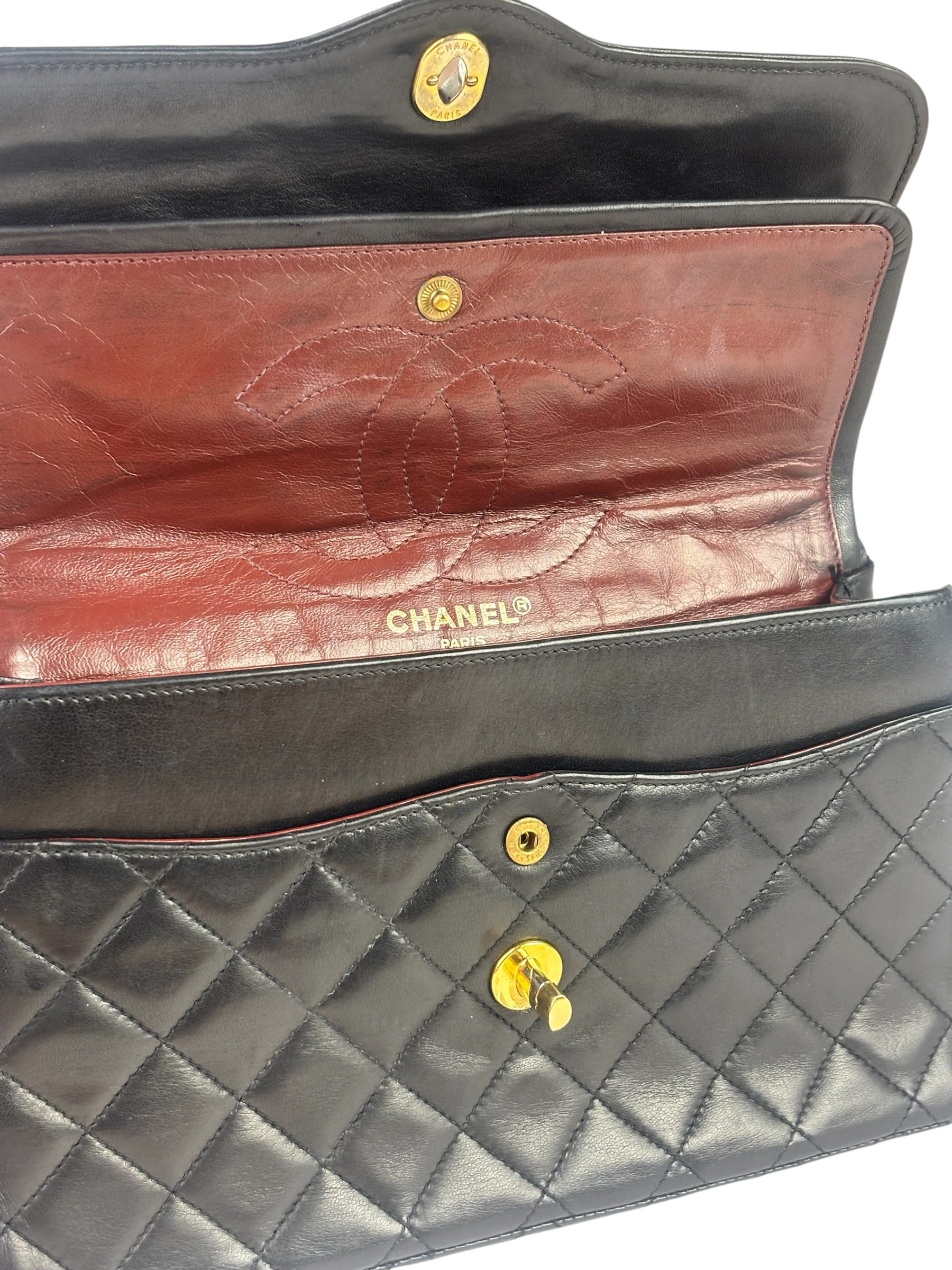 Chanel Black Quilted Leather Double Flap Small Bag