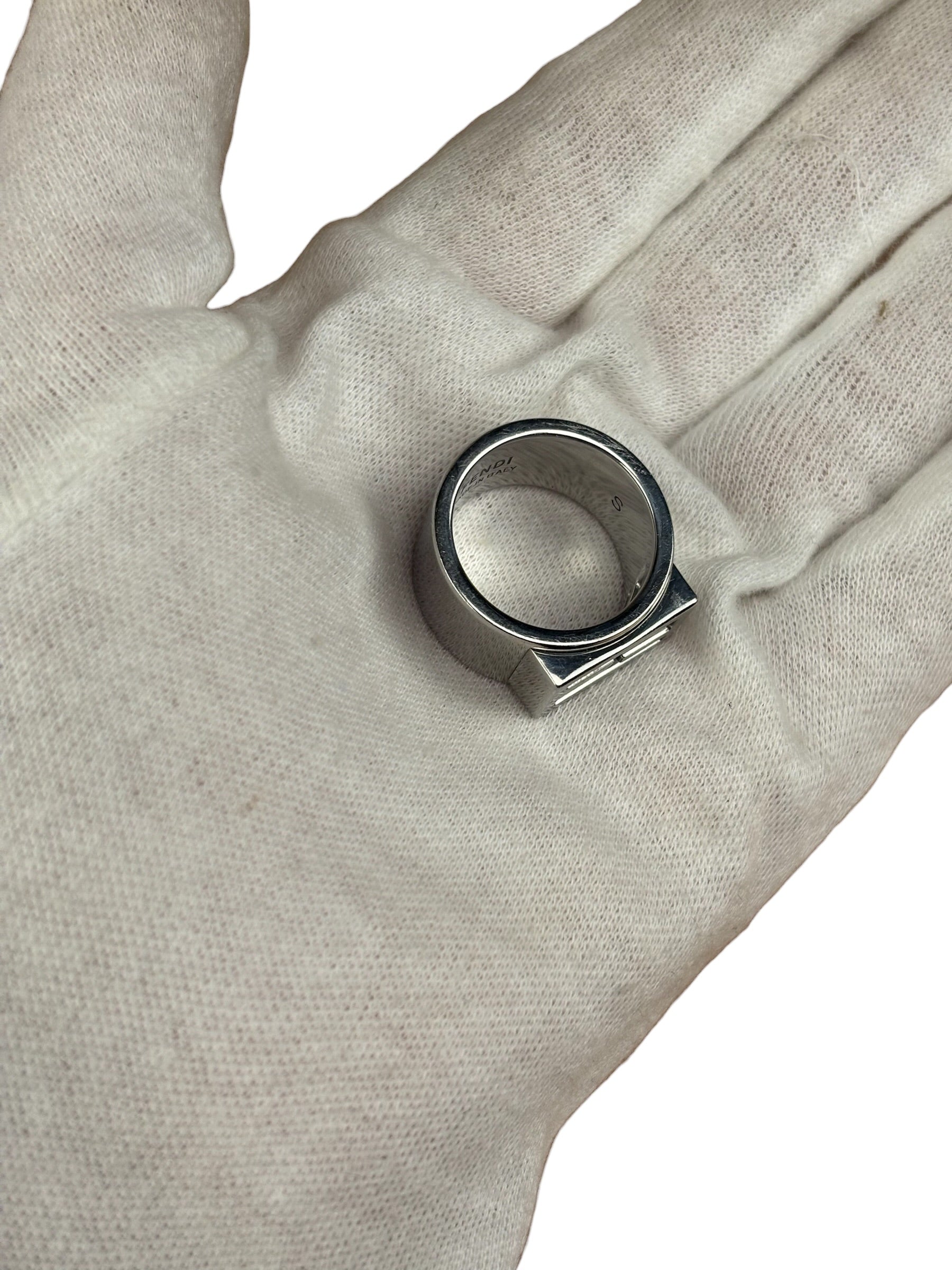 Fendi Vintage Silver Baguette Band Ring