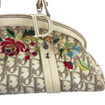 Christian Dior Vintage Monogram Flower Frame Satchel Hand Bag