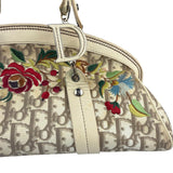 Christian Dior Vintage Monogram Flower Frame Satchel Hand Bag