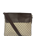 Gucci Brown Leather Trim GG Supreme Messenger Bag