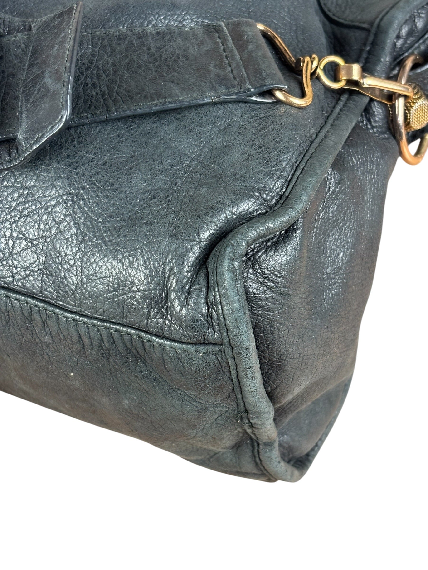 Balenciaga Black Leather Giant Gold City Two-Way Bag 21