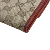Gucci Vintage Burgundy Leather Trim GG Canvas Continental Wallet