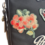 Gucci Black Nylon Butterfly Embroidered Zip Pouch