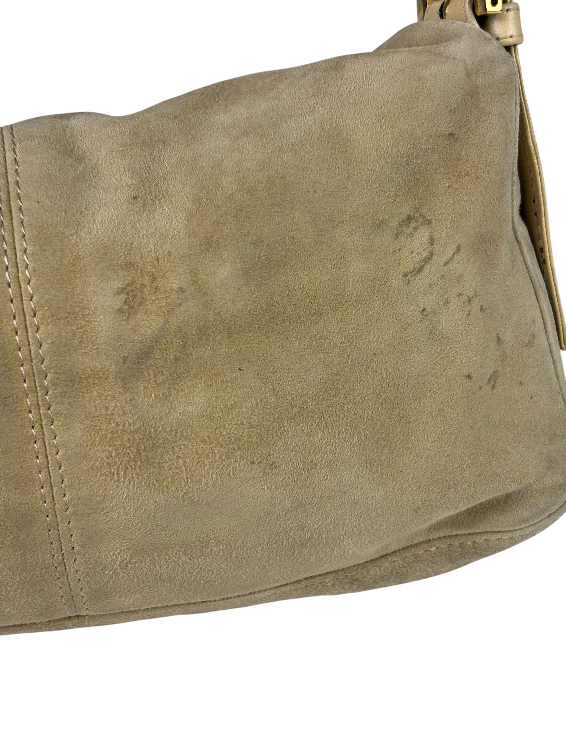 Fendi Beige Suede/Leather Trim Baguette