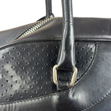 Prada Vintage Black Leather Vitello Drive Perforated Bowling Tote Bag