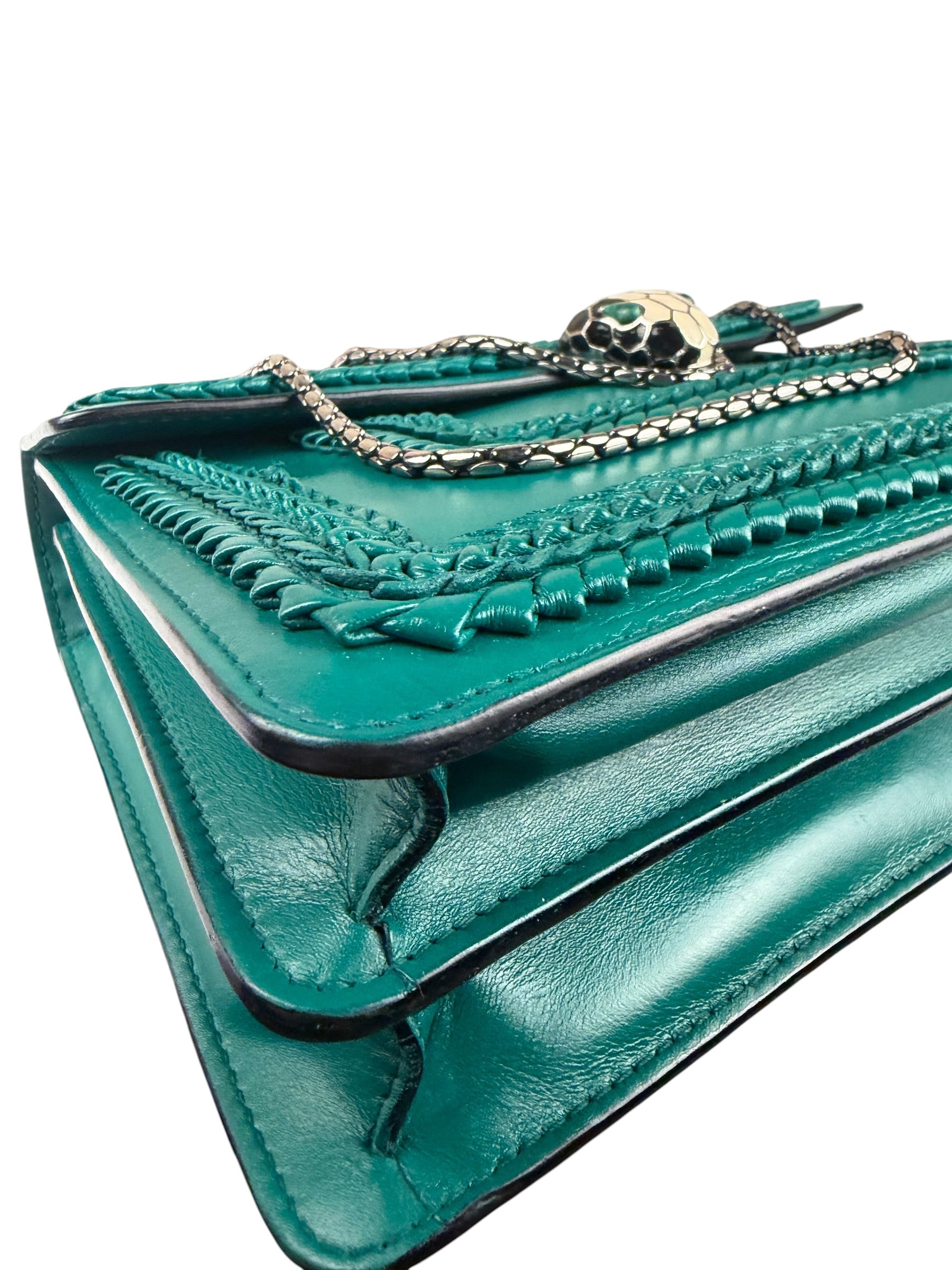 Bvlgari Green Leather Serpenti Forever Shoulder Bag