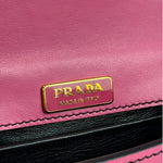Prada Pink/Black Saffiano Leather Trim Small Cahier Crossbody Bag