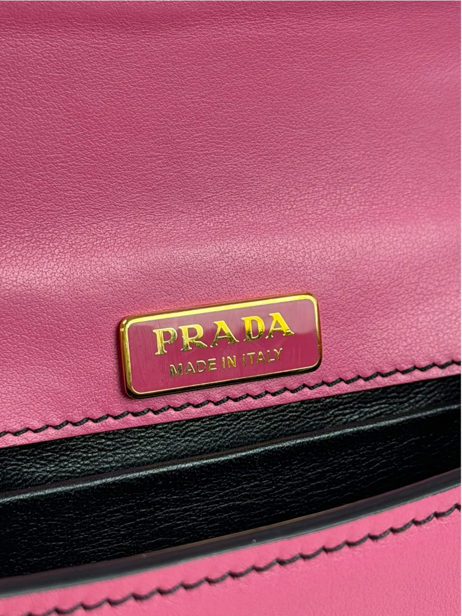 Prada Pink/Black Saffiano Leather Trim Small Cahier Crossbody Bag