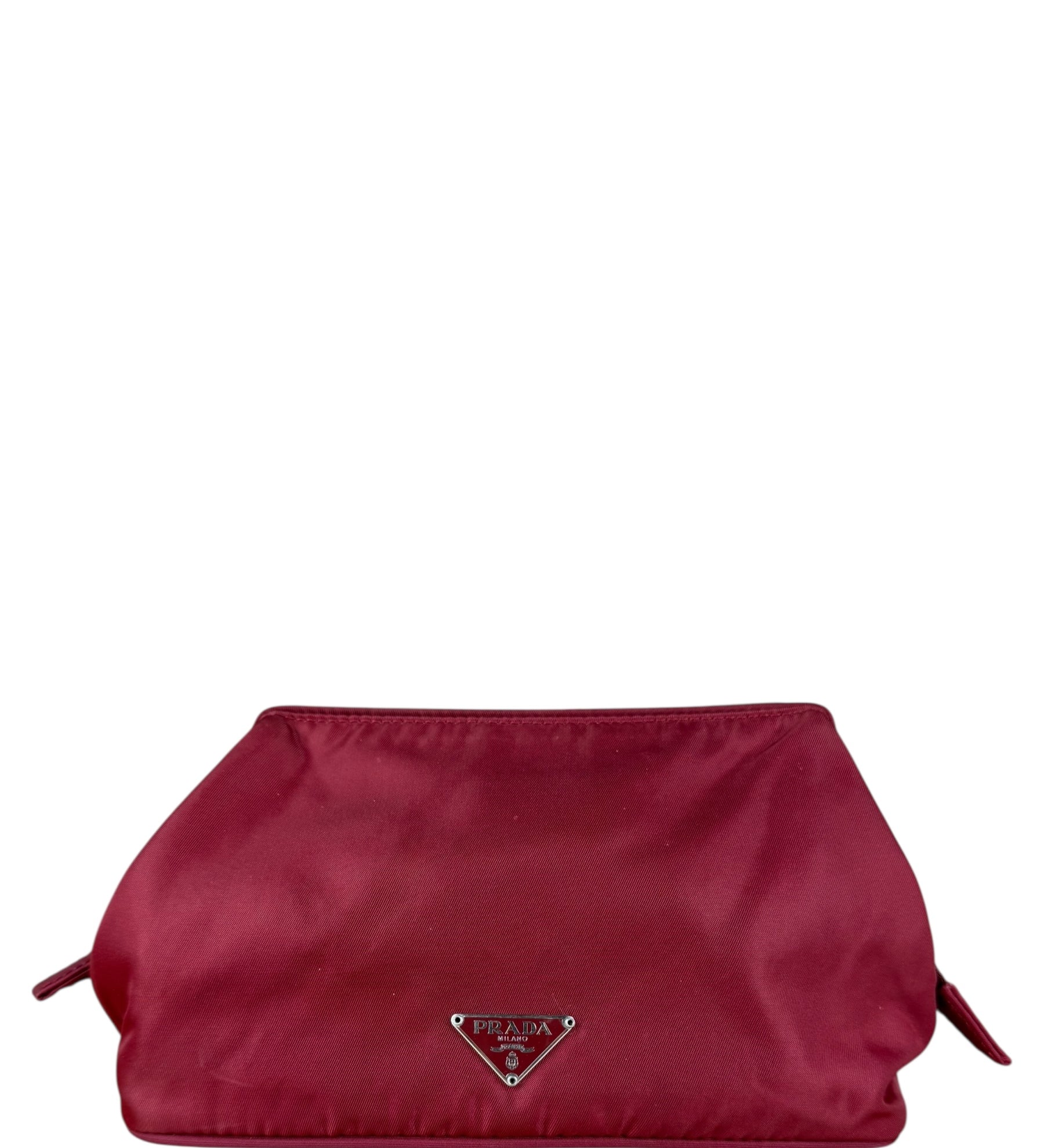 Prada Red Nylon Cosmetic Clutch