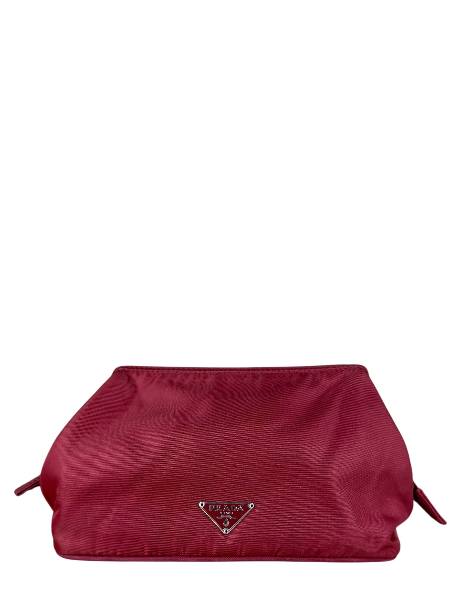 Prada Red Nylon Cosmetic Clutch