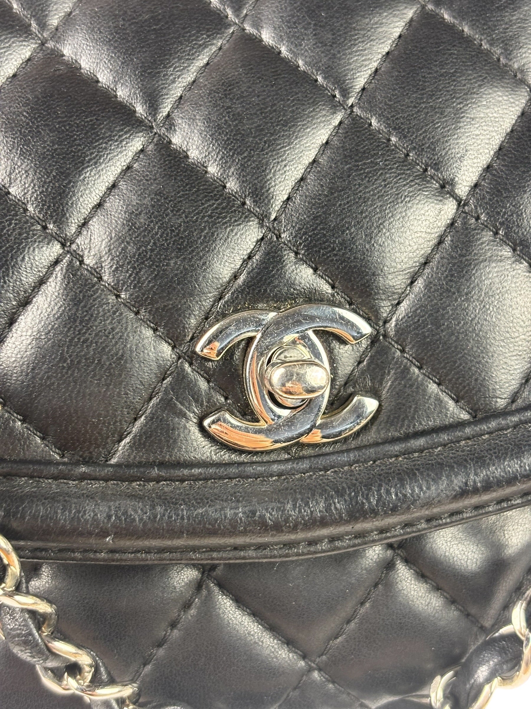 Chanel Black Quilted Leather Geometric Chain Flap Bag 2014