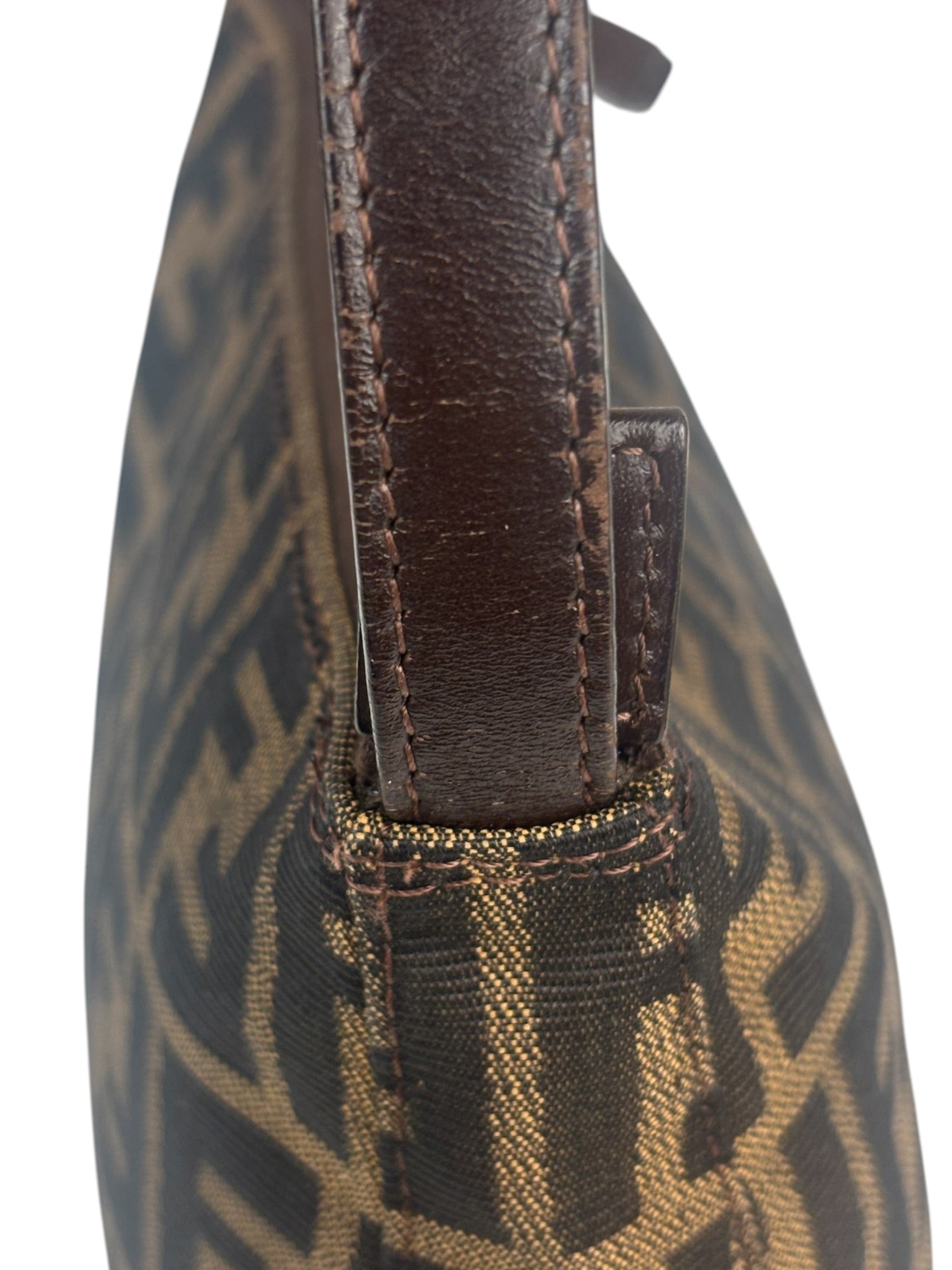 Fendi Leather Trim Zucca Pochette