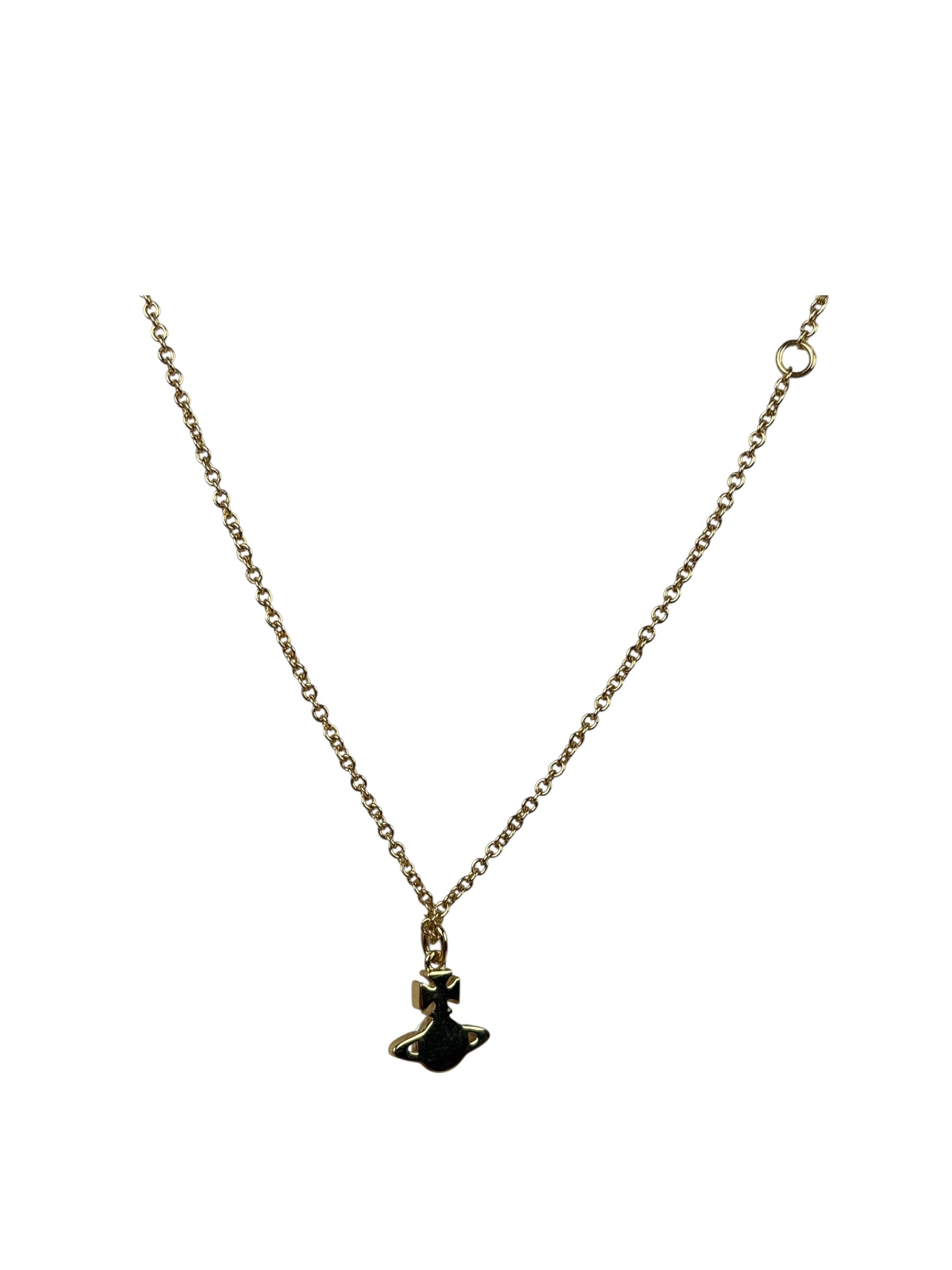 Vivienne Westwood Gold Toned Mini Bas Relief Pearl Pendant Necklace