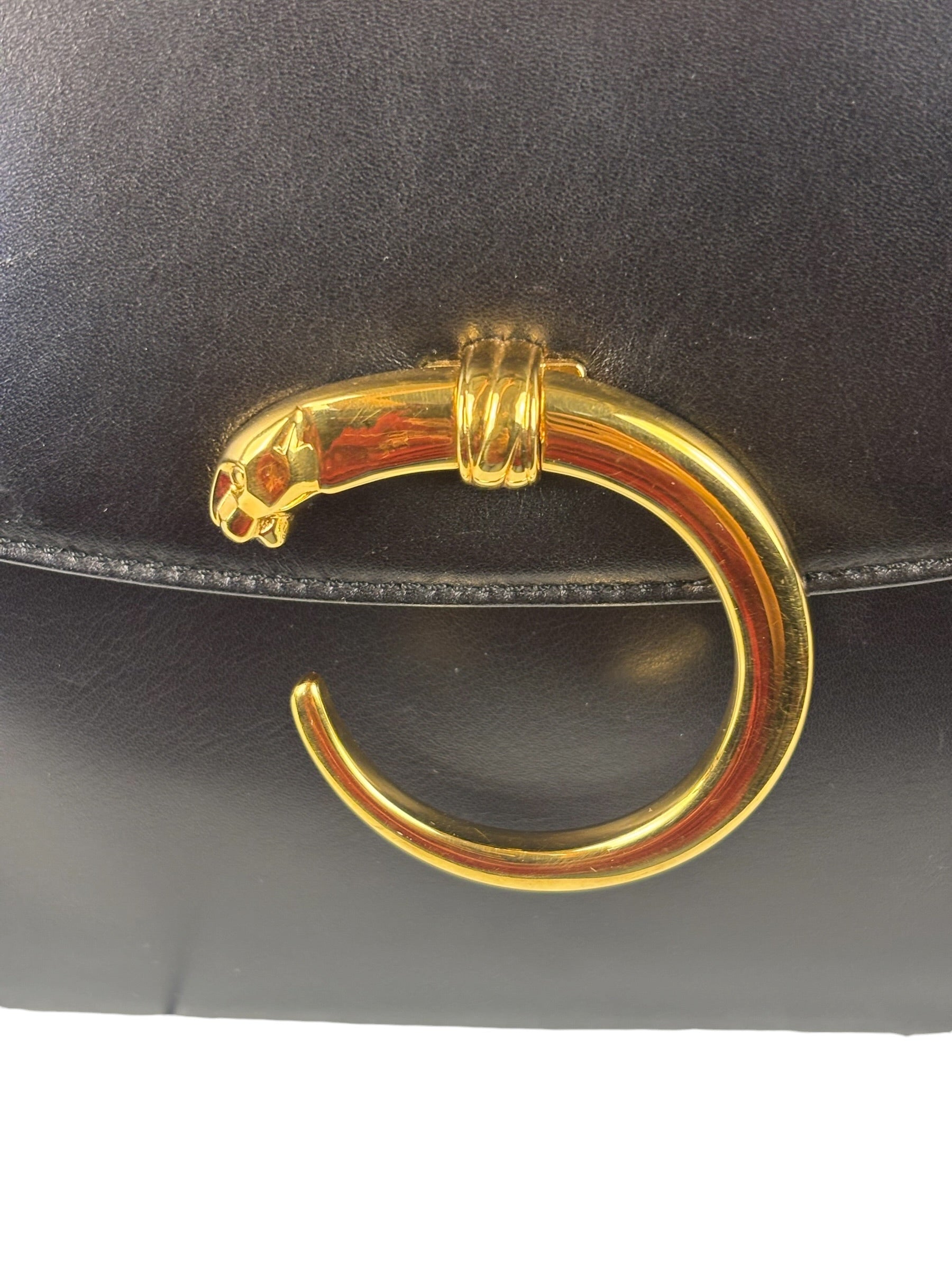Cartier Must De Vintage Black Panthere Shoulder Bag