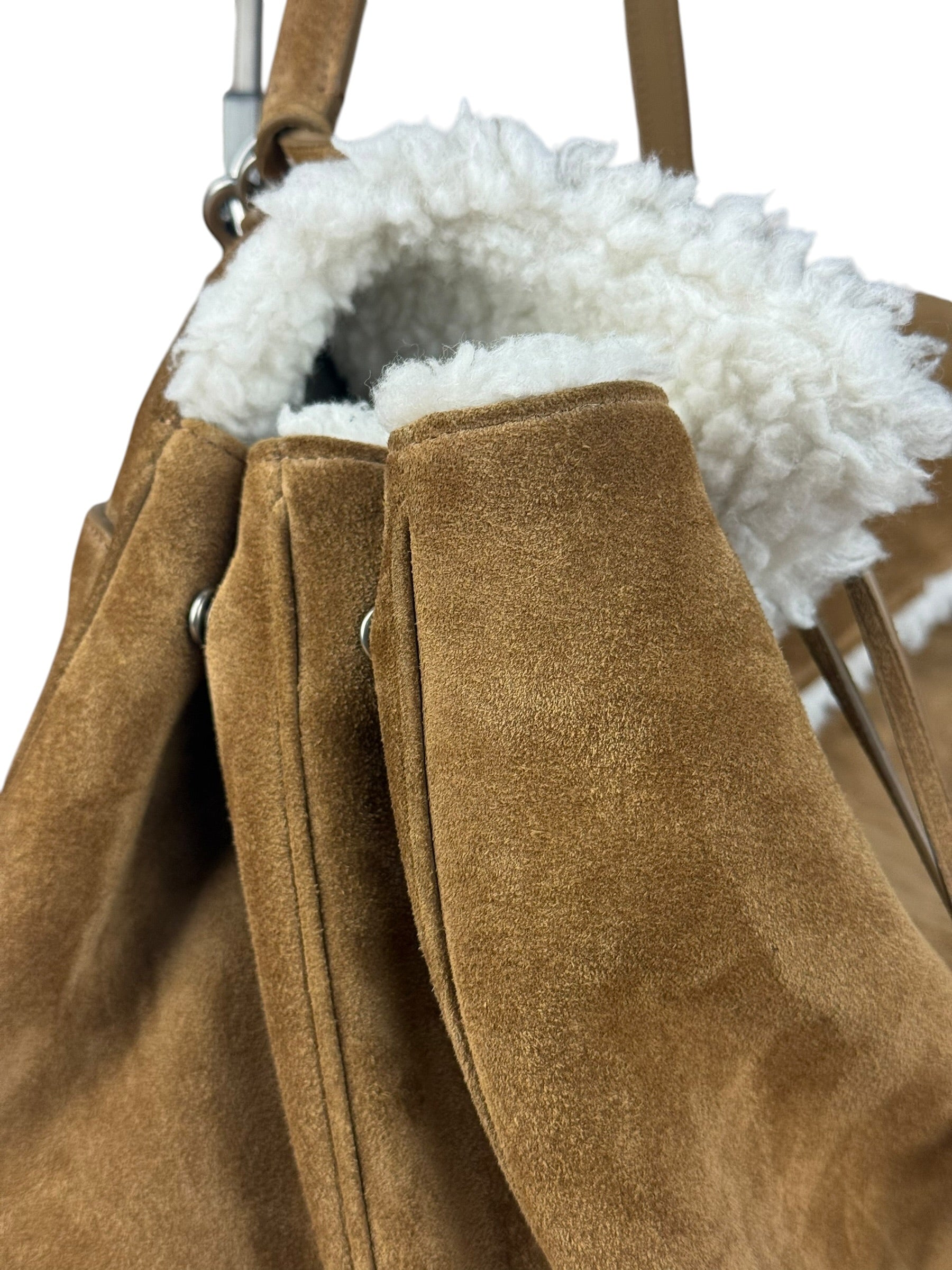 Balenciaga Rodeo Handbag Suede/Fleece Brown
