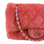 Chanel Coral Terry Cloth Quilted Jumbo Single Flap Shoulder Bag2020