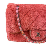 Chanel Coral Terry Cloth Quilted Jumbo Single Flap Shoulder Bag2020