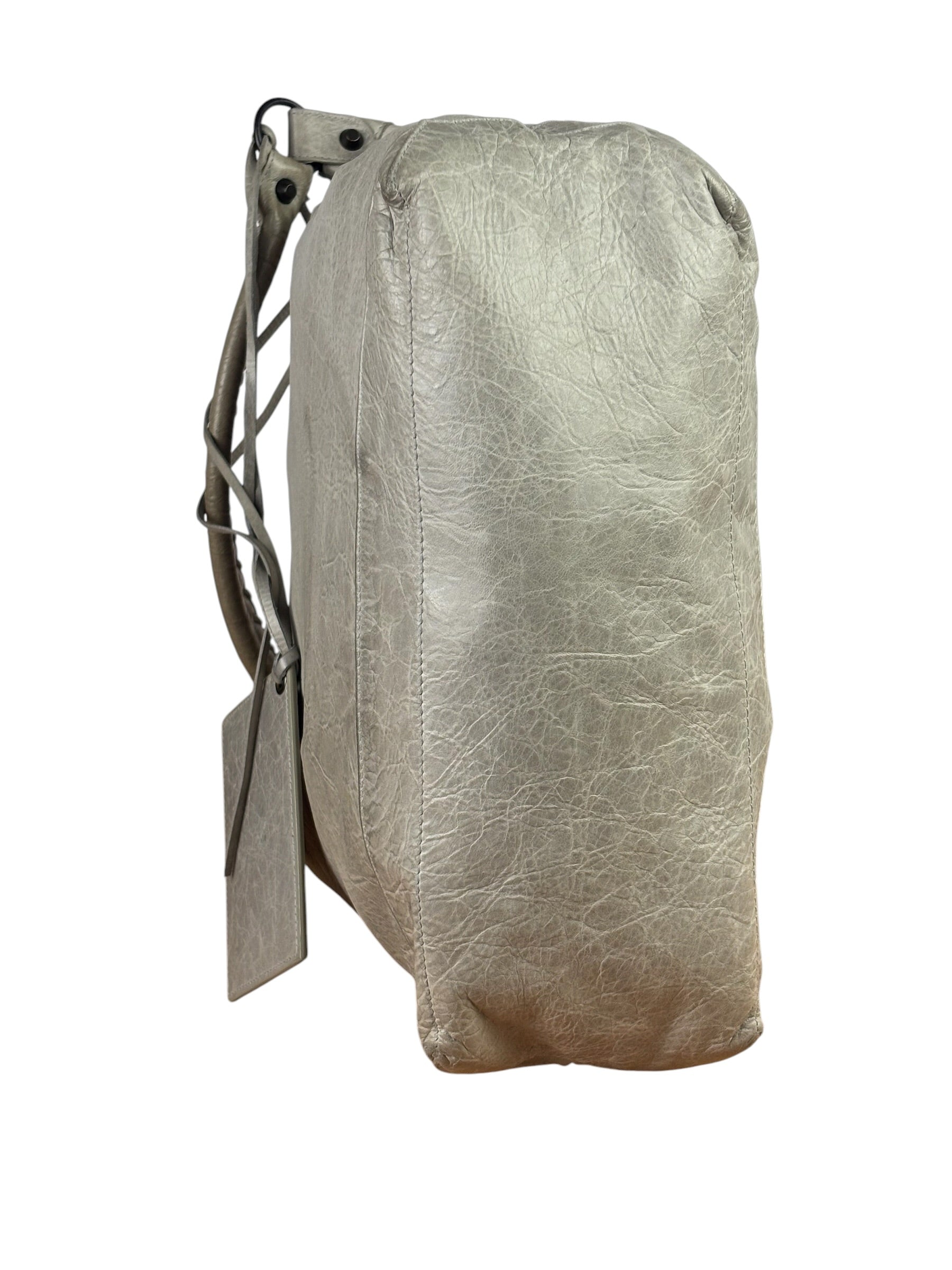 Balenciaga Grey Lambskin Day Moto Hobo Bag