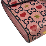 Gucci Pink Leather Dionysus GGCrystal Valentines Small Wallet On Chain