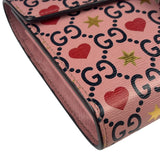 Gucci Pink Leather Dionysus GGCrystal Valentines Small Wallet On Chain