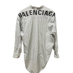 Balenciaga White/Black Striped High/Low Oversized Long Sleeve Shirt