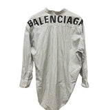 Balenciaga White/Black Striped High/Low Oversized Long Sleeve Shirt