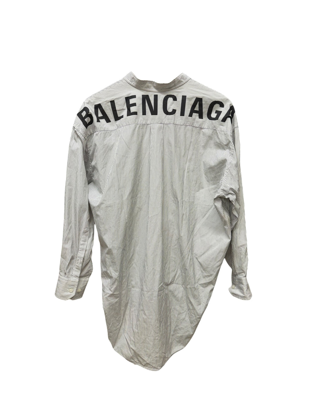 Balenciaga White/Black Striped High/Low Oversized Long Sleeve Shirt