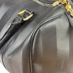 Fendi Grey/Black Leather Striped Boston Bag