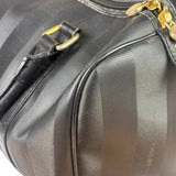 Fendi Grey/Black Leather Striped Boston Bag