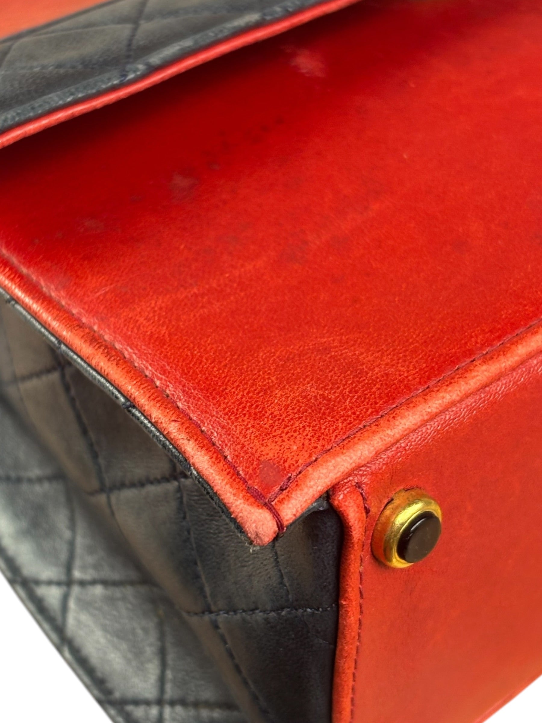 Chanel Red & Navy Trapezoid Flap Bag 1992