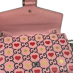 Gucci Pink Leather Dionysus GGCrystal Valentines Small Wallet On Chain
