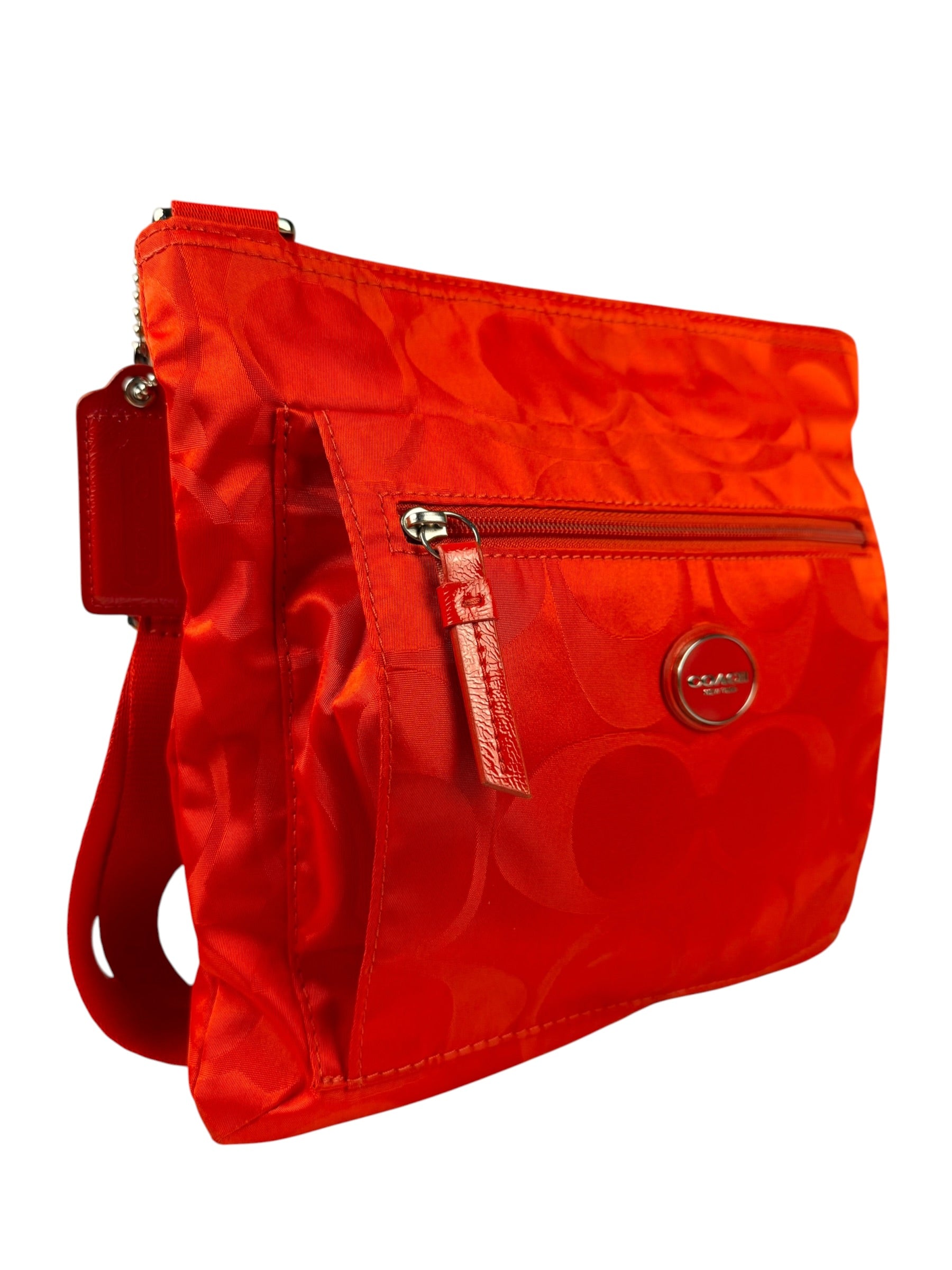 Coach Red/Orange Nylon Getaway Signature File Crossbody