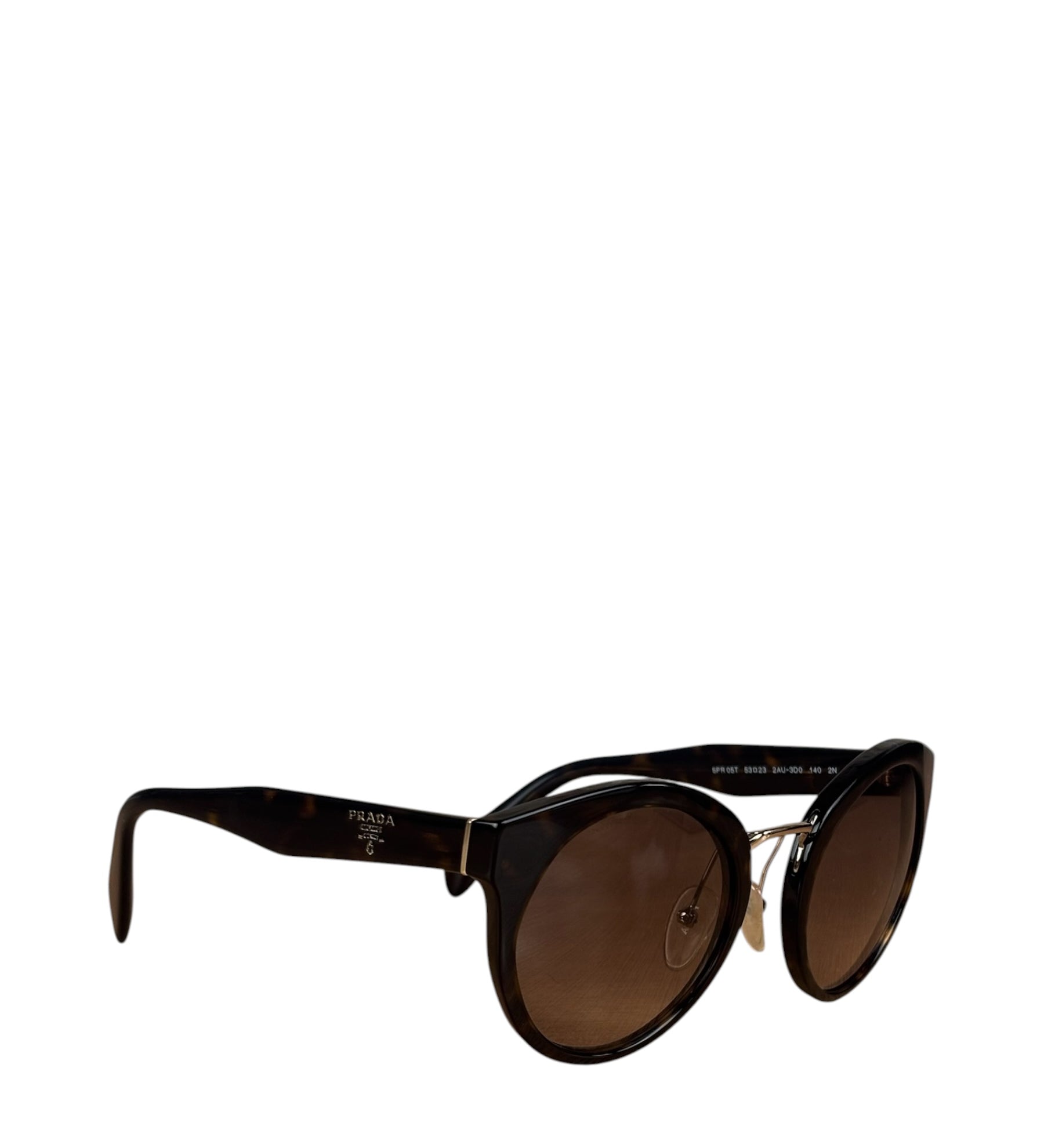 Prada Dark Tortoise Round Frame Sunglasses SPR 06T