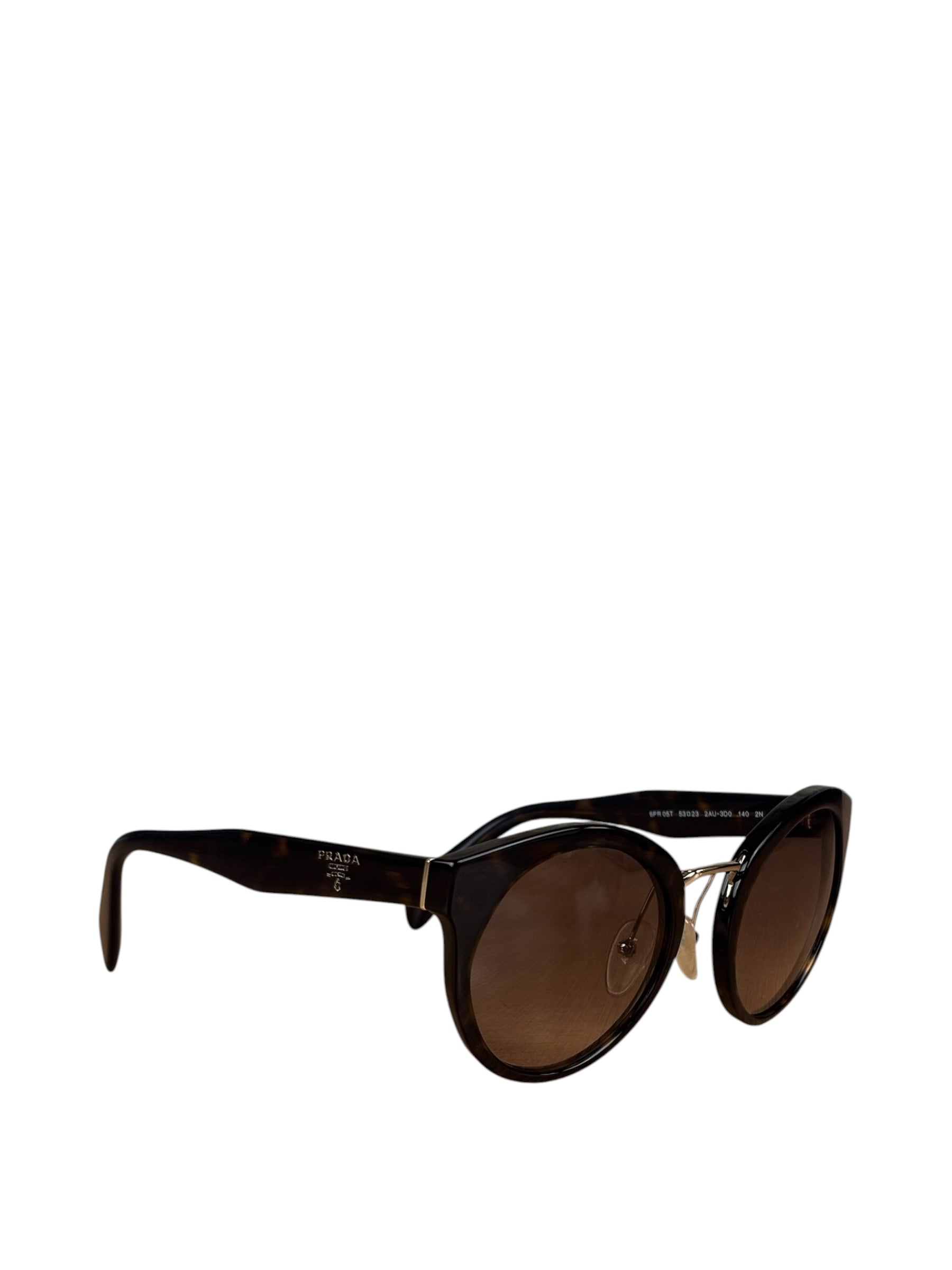 Prada Dark Tortoise Round Frame Sunglasses SPR 06T