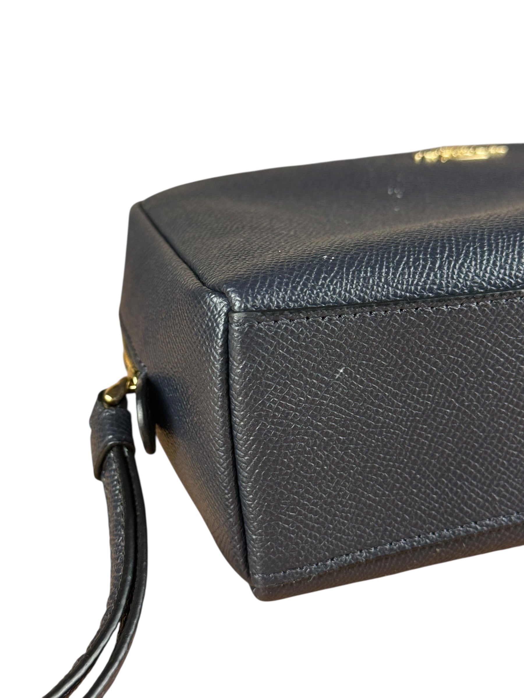 Coach Cosmetic Pouch Navy Blue Pebbled Leather