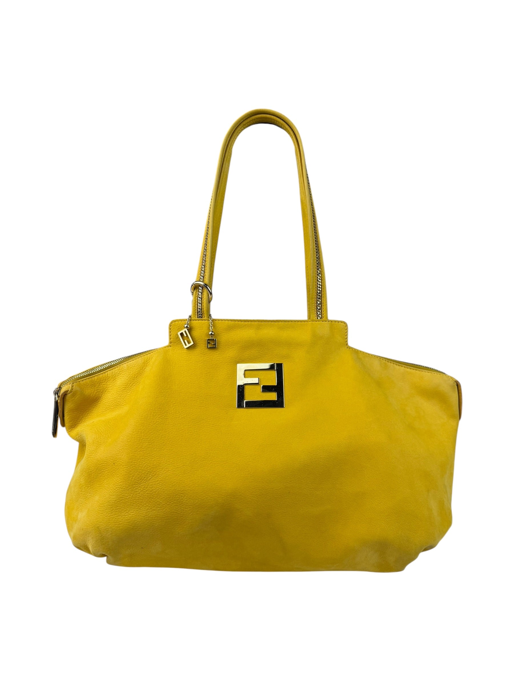 Fendi Yellow Leather Shoulder Bag