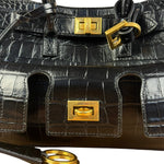 Balenciaga Black Leather Mini Bel Air Carry All Two-Way Bag