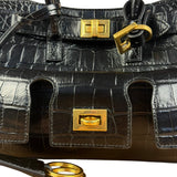 Balenciaga Black Leather Mini Bel Air Carry All Two-Way Bag