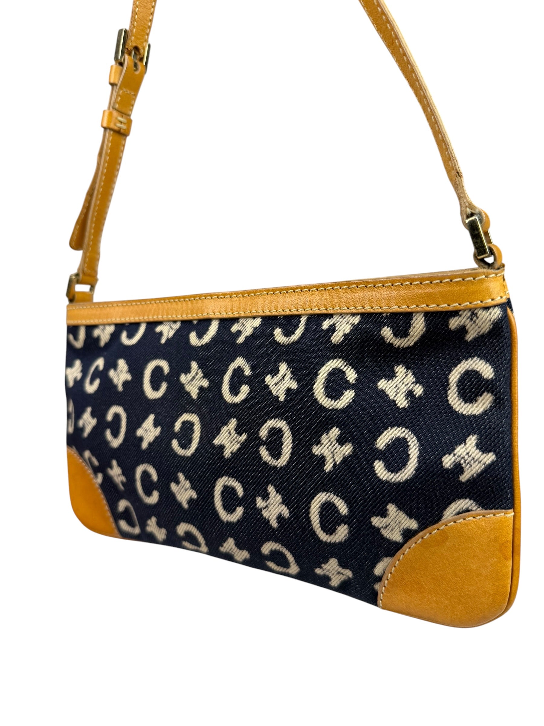 Celine Navy Denim/Leather Trim C Macadam Pochette