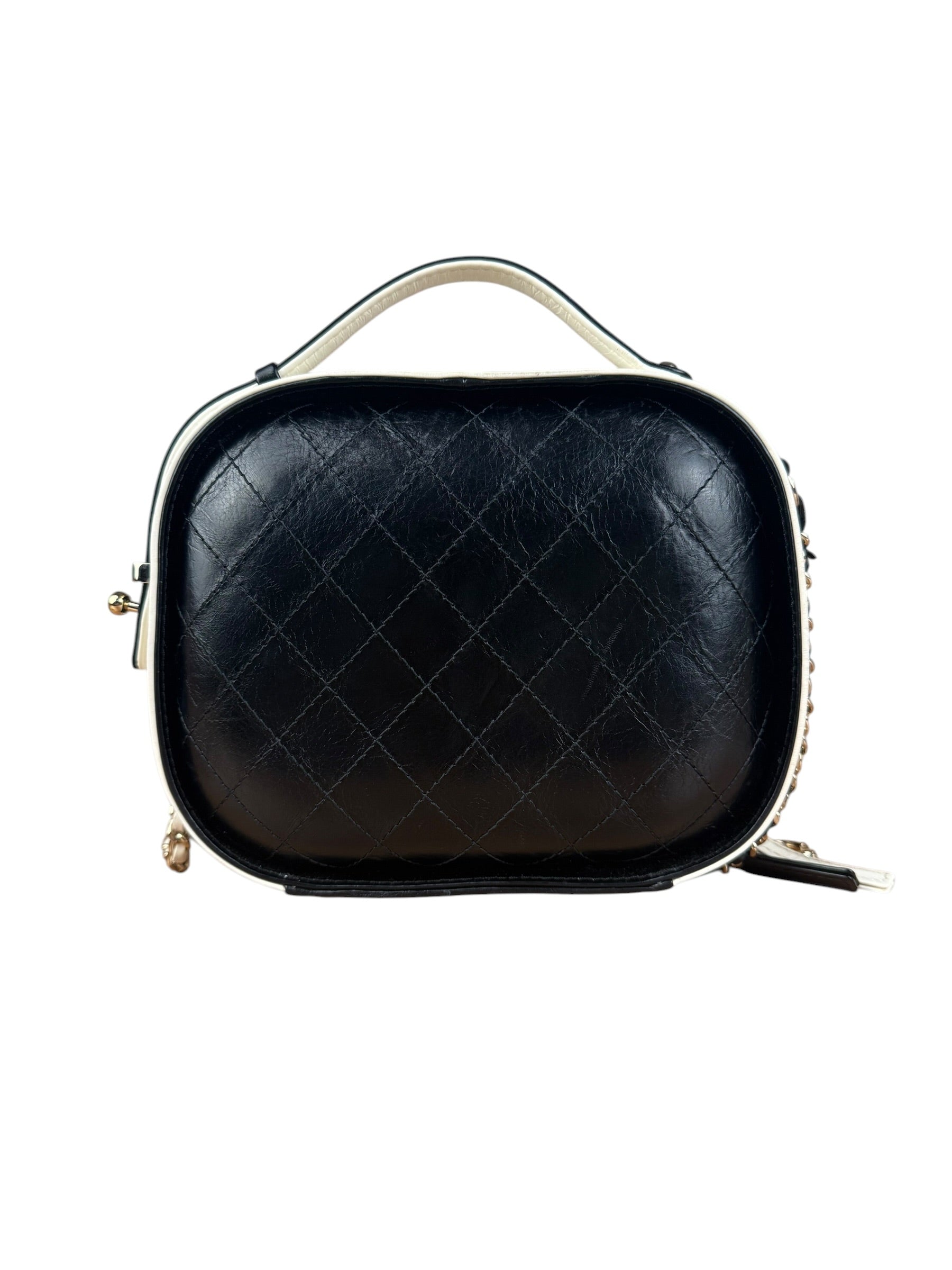Chanel White/Black Quilted Leather 2Way Vanity Bag 2019