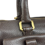 Burberry Vintage Brown Pebbled Leather Double Pocket Satchel Handbag