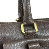 Burberry Vintage Brown Pebbled Leather Double Pocket Satchel Handbag