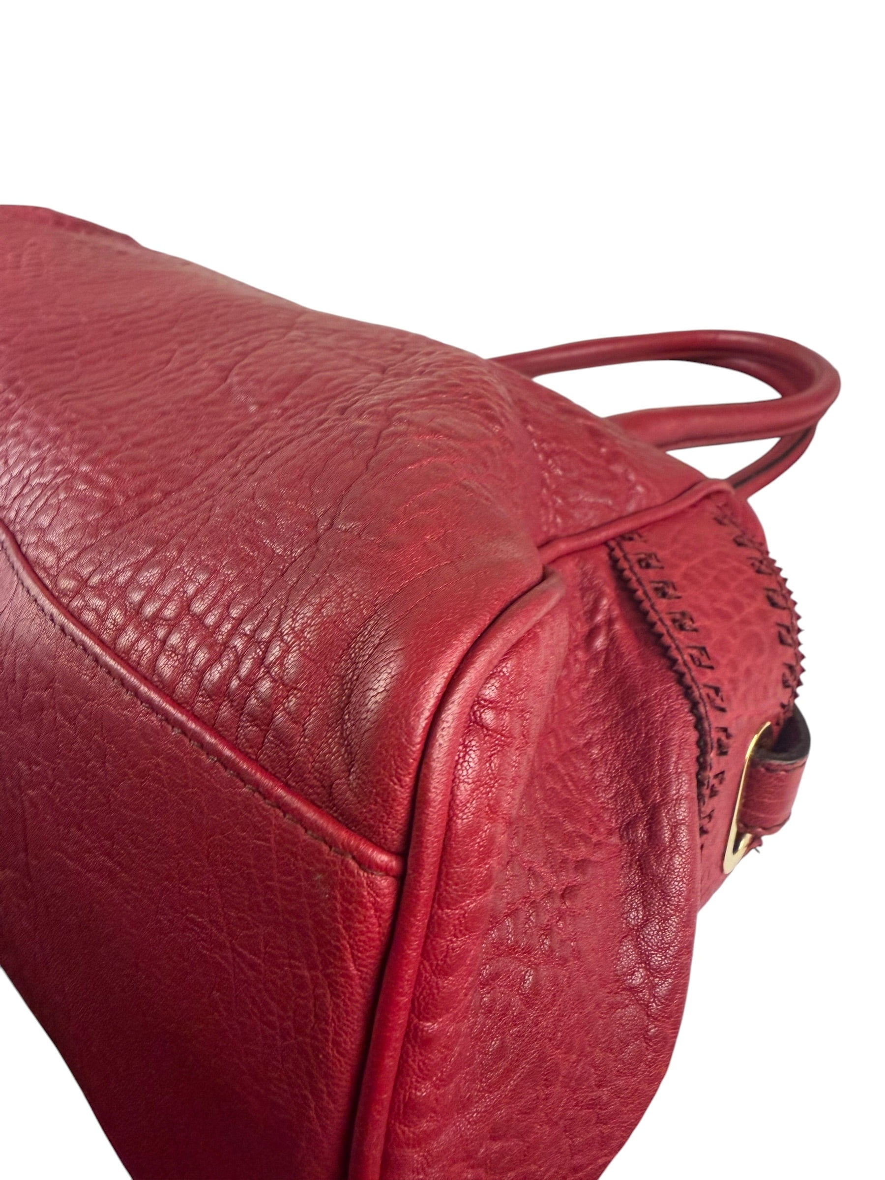 Fendi Red Grained Leather Etniko Shoulder Bag