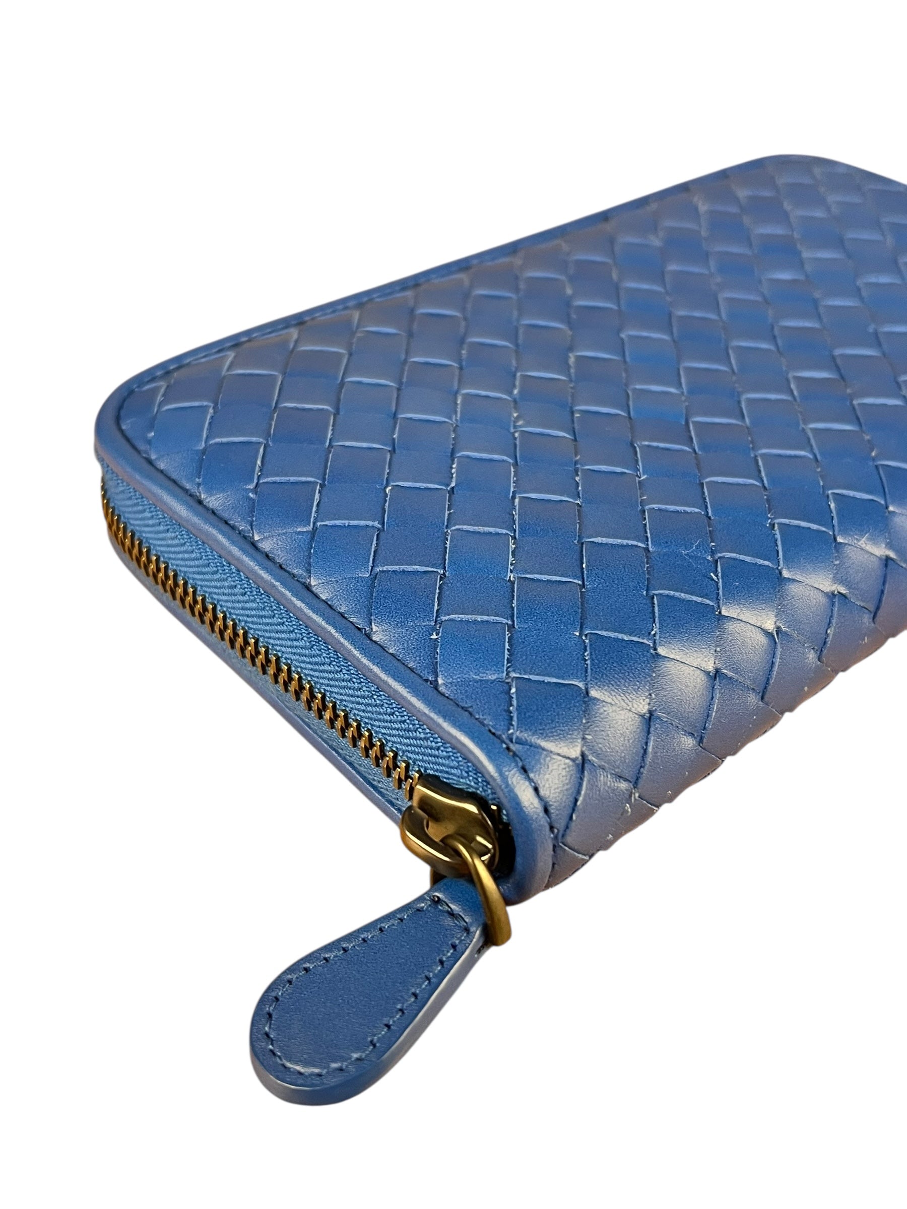 Bottega Veneta Intrecciato Long Wallet Blue