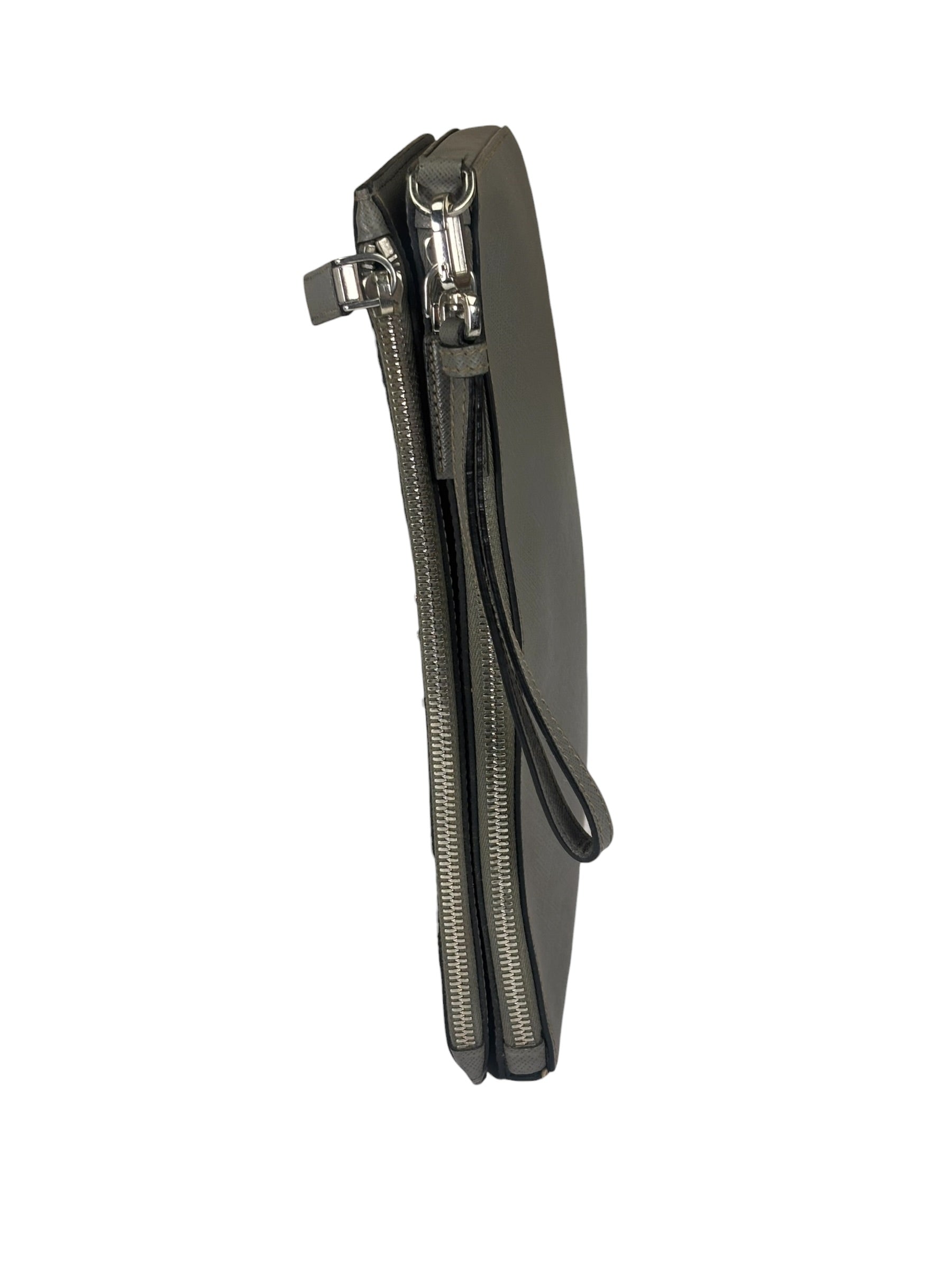 Prada Grey Saffiano Leather Pouch