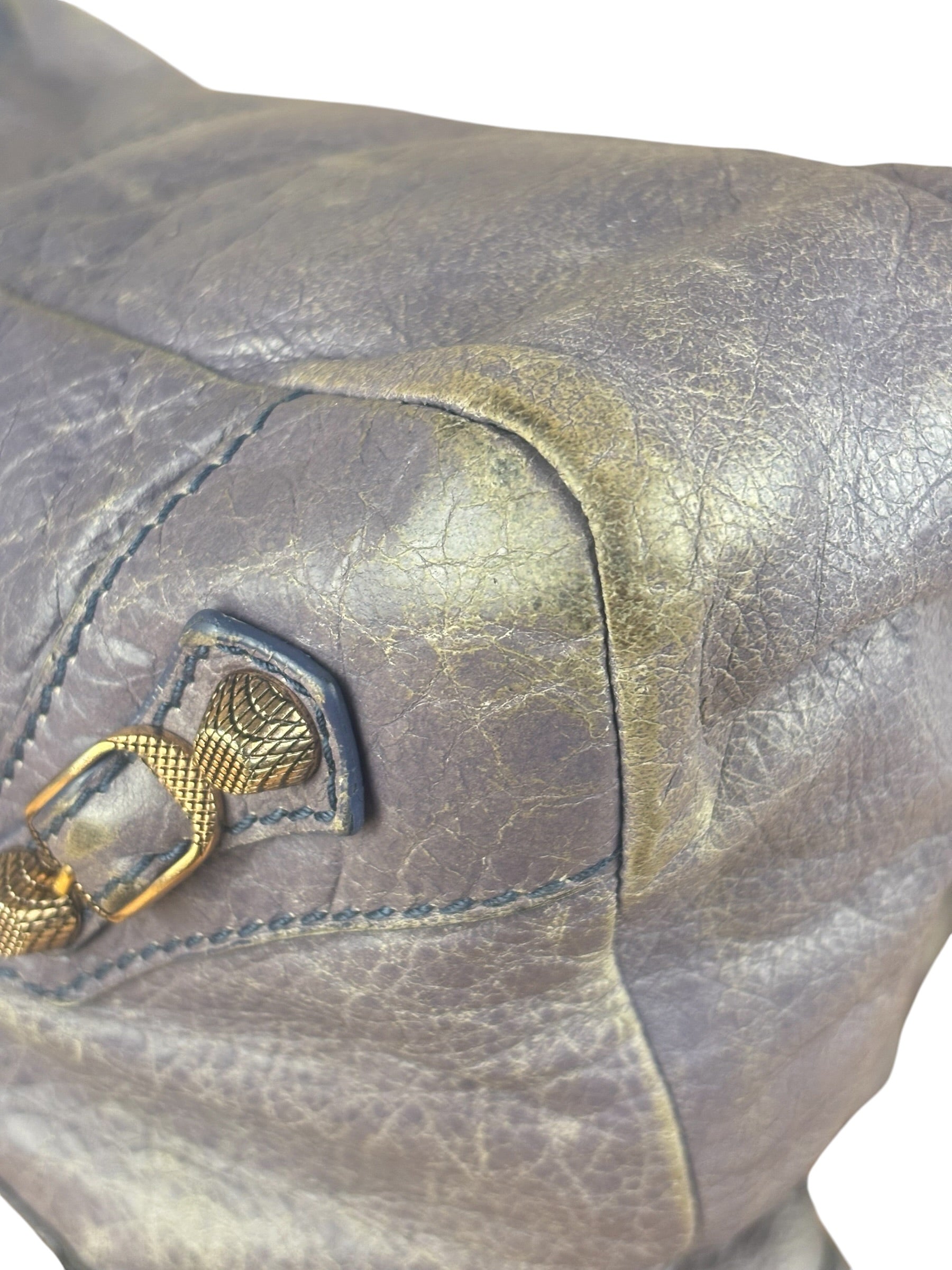 Balenciaga Vintage Distressed Purple Leather City Bag