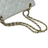 Chanel CC White Quilted Double Flap Bag 1988
