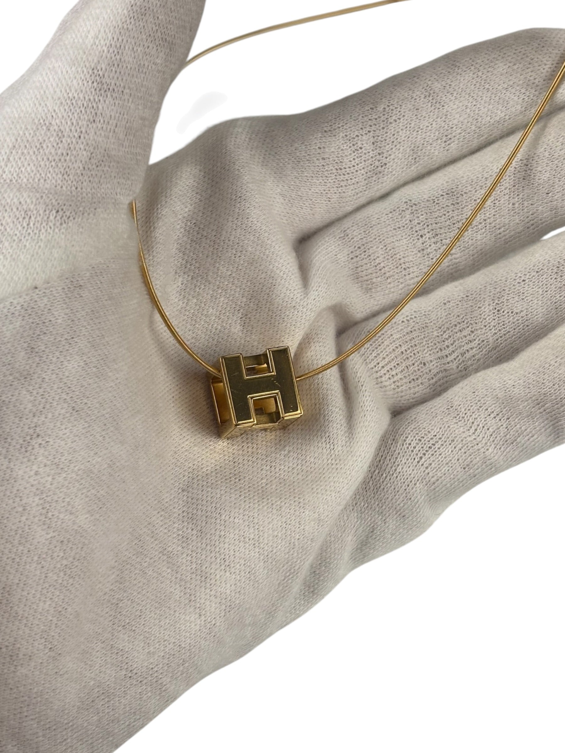 Hermes Cage d'H Gold Plated Pendant Necklace